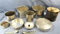 VINTAGE ALUMINUM CAMP COOK SET*WATER CAN
