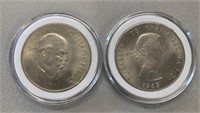 Pair 1965 Churchill Dollars