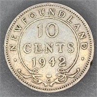 1942 Newfoundland 10 Cent Silver