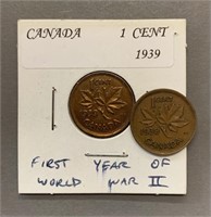 Pair First Year WW1 1930 CDN Pennies