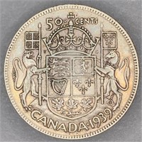 1939 RCM Silver 50 Cent Piece