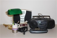 Office Lot w/Sony Radio, Scales, Surge Cord, Lamp