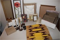 Mixed Lot with Frames, Pillows, Train Bank,