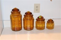 4-piece Amber Glass Canister Set
