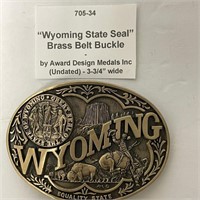 Wyoming State Seal Belt Buckle