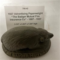 1937 Badger Fire Insurance Paperweight