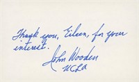 John Wooden signed note