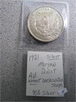 1921 Silver Morgan Dollar AU Shape 90% Silver