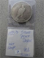 1923-D Silver Peace Dollar Nice Shape 90% Silver