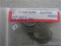 10 Scarce Date Buffalo Nickels 1916,17, 25-S,27-D