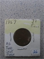 1867 U.S Two Cents Piece Low Mintage Coin