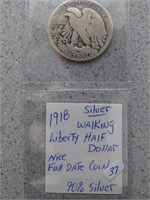 1918 Silver Walking Liberty Half Dollar 90% Silver