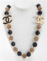 Chanel Black Enamel & Gold-Tone Metal Necklace