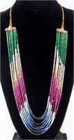 Multi-Colored Gemstone Rondelle Necklace