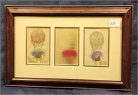 Three Framed Antique Embossed Post Cards