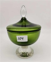 Mid Century Controlled Bubble & Green Dish