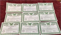 9 1937 Remington Stock Certificates