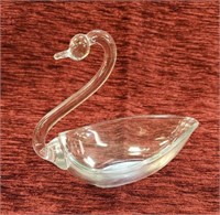 Mid Century Glass Swan Bowl