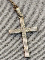 Antique White Gold Filled Cross on Chain