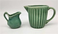 Two Vintage Green Pitcher c 1930s