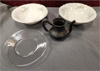 Two French Saxon Bowls, Plate, Etc