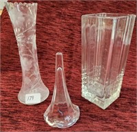 Three Glass Vases inc Epergne Horn & Cut Glass