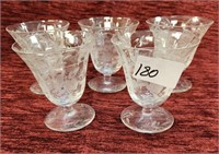 5 Cut Glass Liquor Glasses