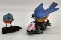 Carved and Porcelain Blue Bird Figurines