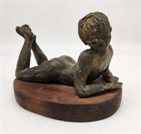 Vintage Bronzed Statue of a Youth