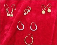 4 Pairs of Gold Earrings and a Spare