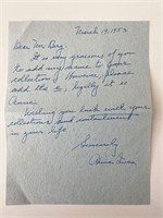 Anne Ives signed 1953 letter