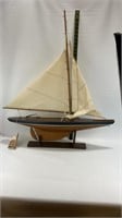 Antique Wooden Boat Model with Stand