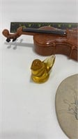 Lot of Decorative Items/Golden Canary Glass Art