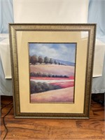 Large Framed Wall Art/Field and Trees