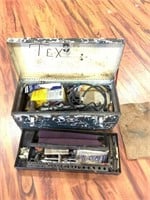 Vintage Metal Toolbox with Assorted Tools