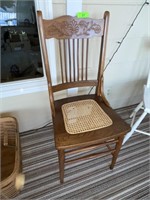 VINTAGE PRESSED BACK CHAIR W/ CANED SEAT