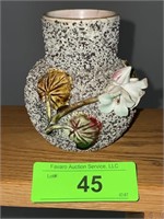 VINTAGE VASE W/ APPLIED FLOWERS 4"- SEE PICS FOR>>