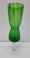 MCM Empoli Emerald Glass Pedestal Vase Italy