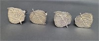 4 Brass Leaf Shape Napkin Rings