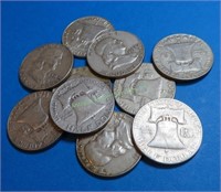 (10) Franklin Half Dollars -90% Silver