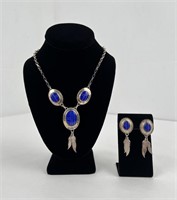 Zuni Inlaid Lapis Sterling Silver Jewelry Suite