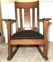 Quarter Sawn Oak Mission Style Rocking Chair