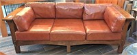 Mission Oak & Leather Sofa