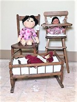 Doll Size Wood Chair & Highchair