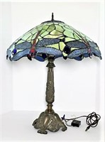 Tiffany-Style Lamp with Dragonfly Stained Glass