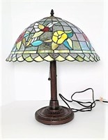 Tiffany-Style Lamp with Hummingbird Stained Glass