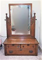 Antique Carved Chiffonier with Mirror
