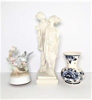Blue Delft Vase, Ceramic Couple Statue