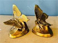 pair of brass butterfly book ends