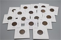 17 Pcs Indian Head Cent